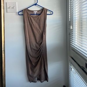 Ruched Wrap Front Tank Dress brown